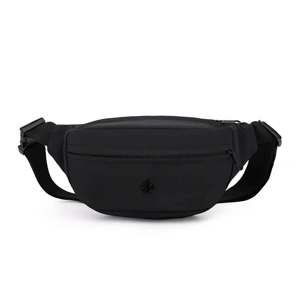 Black waist bag on a white background
