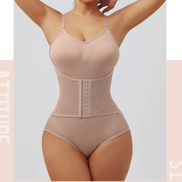 Beige shapewear garment on a plain background