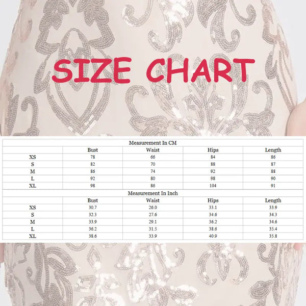Size chart for clothing with measurements in centimeters and inches on a decorative background.
