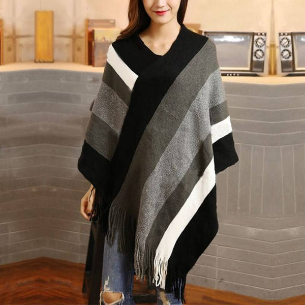 Casual Striped Cloak