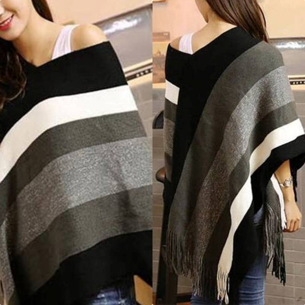 Casual Striped Cloak