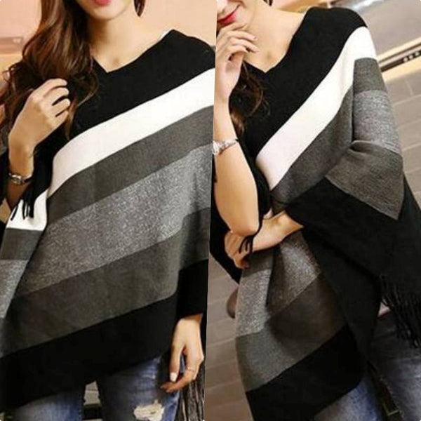 Casual Striped Cloak
