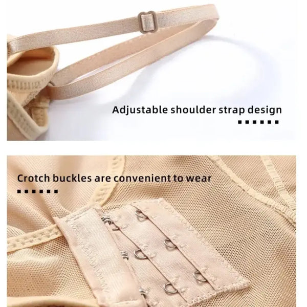Beige shoulder strap and crotch buckle design with text labels on a white background