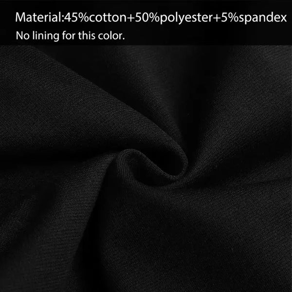 Black fabric with material composition text overlay