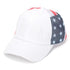 White cap with a patterned mesh back on a white background